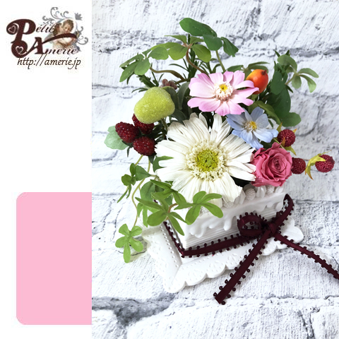 プリザーブドフラワー　ケーキプランター