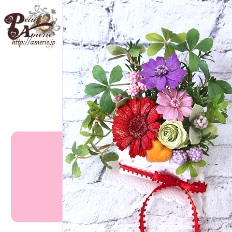 プリザーブドフラワー　ケーキプランター