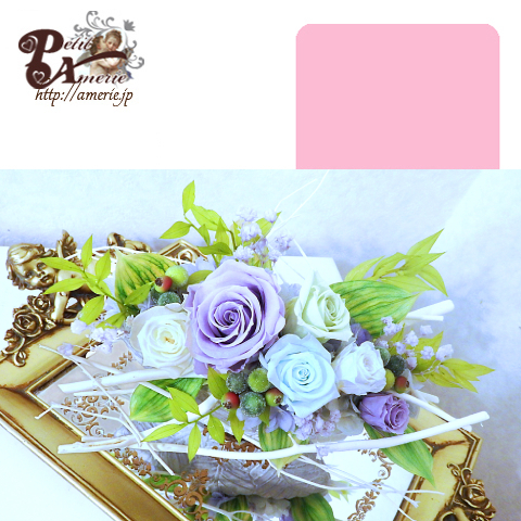 プリザーブドフラワー　白枝のホリゾンタル