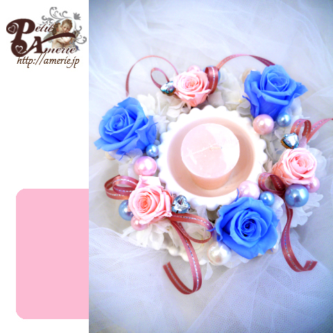 プリザーブドフラワー　キャンドルアレンジ