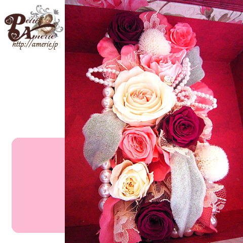 プリザーブドフラワー　クイーンローズのミラーBOX