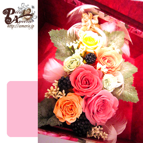 プリザーブドフラワー　クイーンローズのミラーBOX