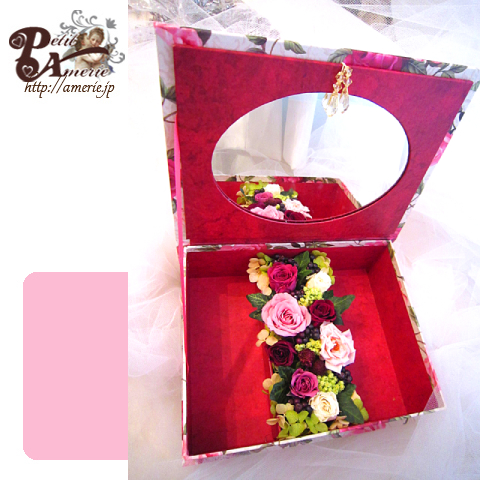 プリザーブドフラワー　クイーンローズのミラーBOX