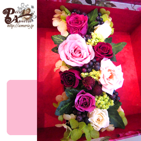 プリザーブドフラワー　クイーンローズのミラーBOX