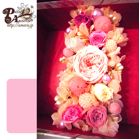 プリザーブドフラワー　クイーンローズのミラーBOX