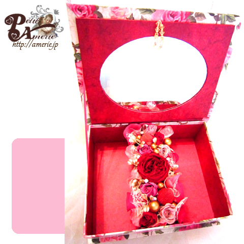 プリザーブドフラワー　クイーンローズのミラーBOX