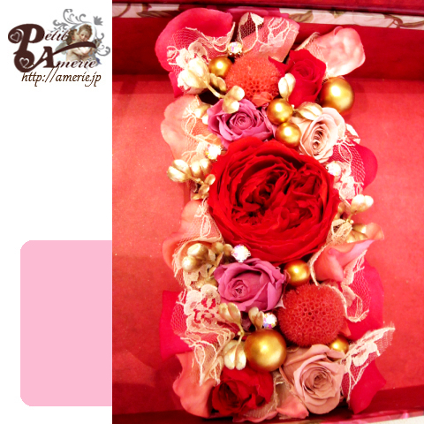 プリザーブドフラワー　クイーンローズのミラーBOX