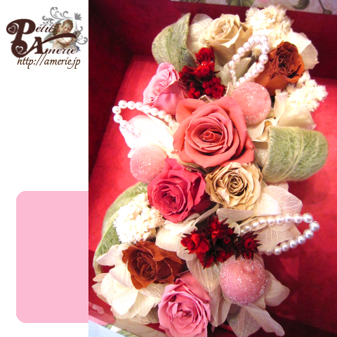 プリザーブドフラワー　クイーンローズのミラーBOX