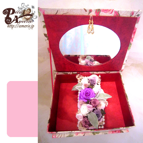 プリザーブドフラワー　クイーンローズのミラーBOX