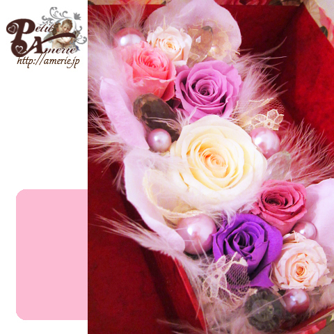 プリザーブドフラワー　クイーンローズのミラーBOX