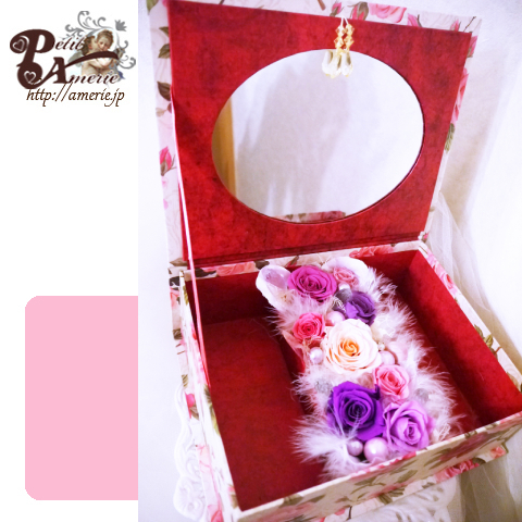 プリザーブドフラワー　クイーンローズのミラーBOX