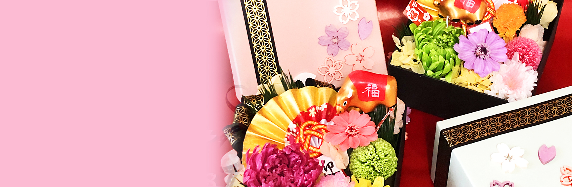 プリザーブドフラワー　和風お重箱