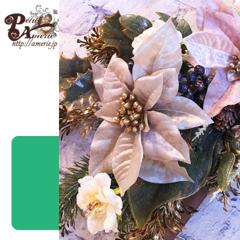 アーティフィシャルフラワー　ペールカラーのクリスマススワッグ