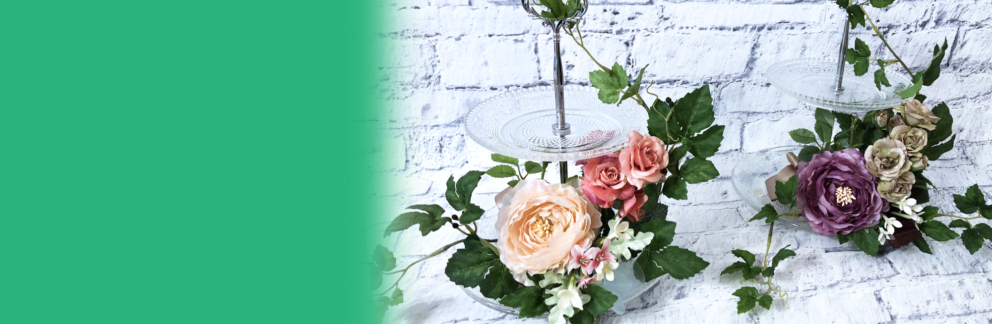 アーティフィシャルフラワー　アフタヌーンティープレート